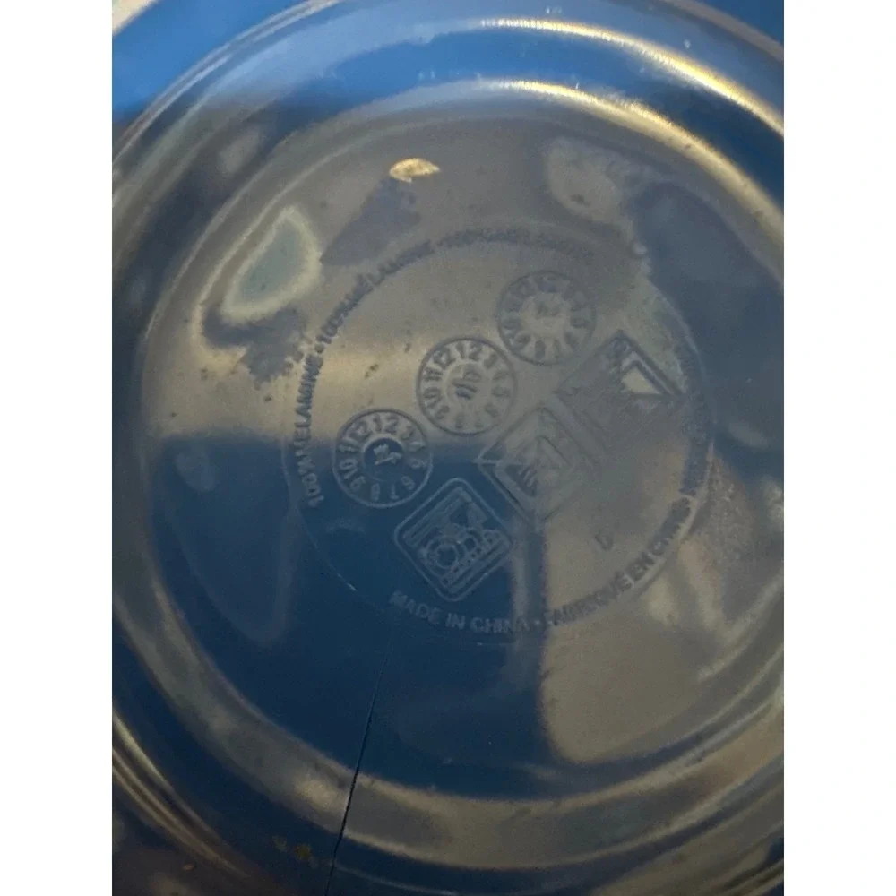 Set of 4 Melamine Bowls Blue Multi Color Geometric Floral Pattern Outdoor Dining